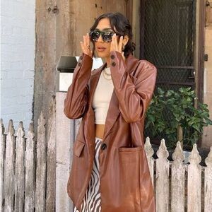 Princess Polly Tan Leather Blazer